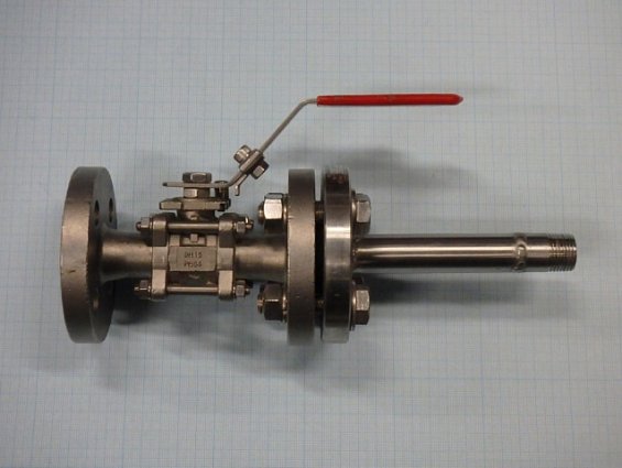 Кран шаровый DN15 PN64 AISI316 фланцевый из нержавеющей стали с переходником