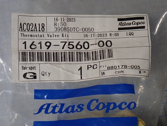 Ремкомплект термостата Atlas Copco 1619-7560-00 Termostat Valve Kit