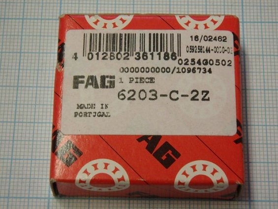 Подшипник 6203 С 2Z FAG MADE IN PORTUGAL ПОРТУГАЛИЯ