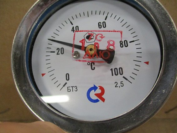 Термометр биметаллический РОСМА БТ3 БТ-32.211(0-100С)G1/2.100.2.5 диаметр Ф63мм