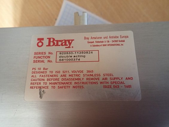 Затвор Bray 40-466-DN150 400600-1100D4FY+Bray double acting 920930-11350824 дисковый