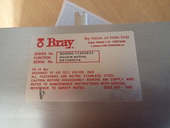 Затвор Bray 40-466-DN150 400600-1100D4FY+Bray double acting 920930-11350824 дисковый