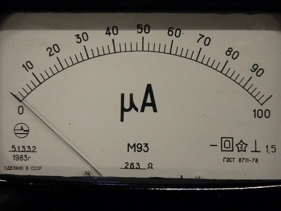 Микроамперметр М93 0-100мкА Кл.т 1,0 120х105х64мм 1982г.в предназначен для измерения тока