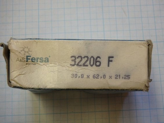 Подшипник 32206F 30,0х62,0х21,25 A&S Fersa TGAR SPAIN наружный ступицы переднего колеса