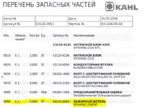 Зажимная деталь крепежный элемент KAHL K6430-0003 SPANNELEMENT Clamping element пресса гранулятора