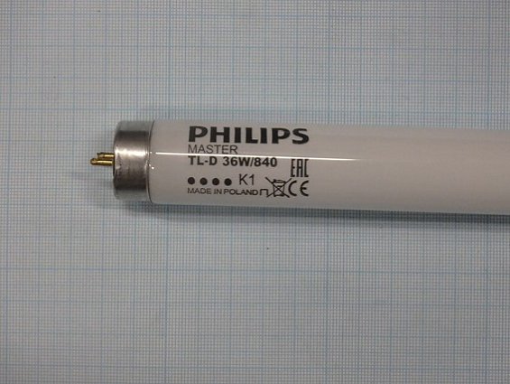 Лампа люминисцентная PHILIPS MASTER TL-D Super 80 36W/840 длина 1200мм 63Вт диаметр d26мм 