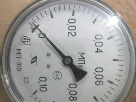 Манометр газовый МП-100 0-0.10МПа GAS класс точности 2.5 металл и пластиковое стекло диаметр Ф100мм