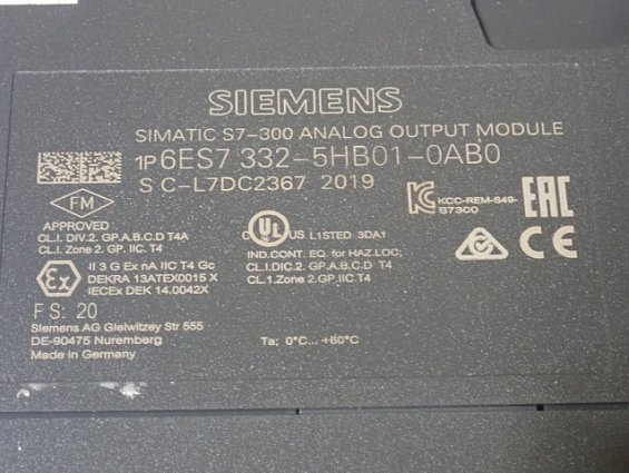 Модуль SIEMENS 6ES7 332-5HB01-0AB0 БЕЗ РАЗЪЕМА