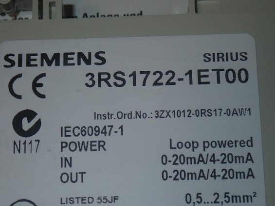 Аналоговый преобразователь SIEMENS 3RS1722-1ET00