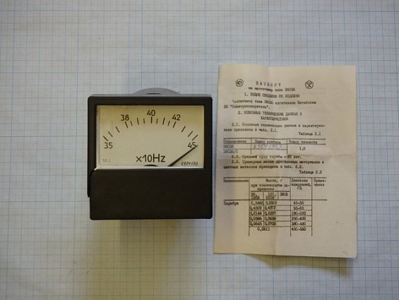 Частотомер Э8036 пр.изм.350-450Гц. кл.т.1 ном.напр.220В.1989г.в. прибор поврежден