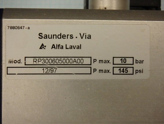Затвор Saunders-Via Alfa Laval DN80 PN16 K30080BI-221EEOA + пневмопривод RP300605000A00 + пневморасп