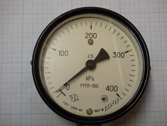 Манометр МТП-100 пр.изм. 0-400КРа кл.точ.2.5 1987г.в.