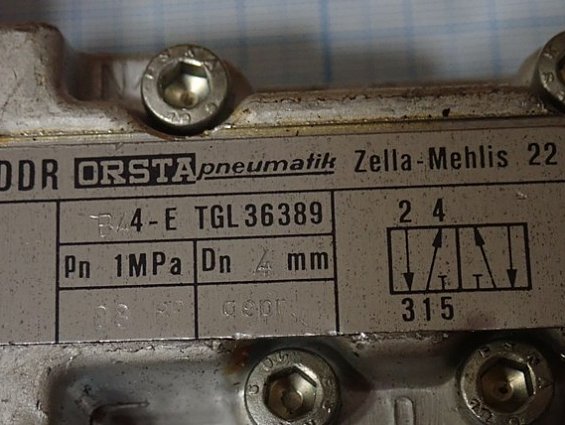 Клапан DDR ORSTA pneumatik B4 4-E TGL36389 Dn4mm FEM-5 24V= 5W 100%ED 10bar