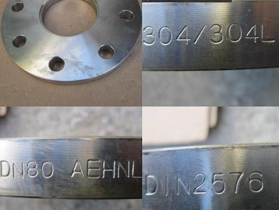 Фланец плоский приварной DN80 PN10 AEHNL DIN 2576 из нержавеющей стали DIN 1.4307 ASTM 304L