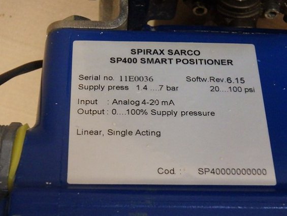 Клапан Spirax Sarco LEA31 PTSUSS.2 3/4"valve+PN9126E actuator+sp400 smart positioner в сбо