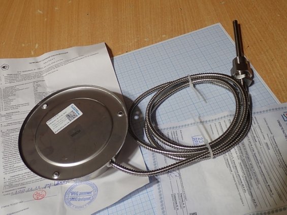 ТЕРМОМЕТР ГАЗОВЫЙ ПОКАЗЫВАЮЩИЙ BD ТГП 100РК/64х8 (0...+100C) кл.т.1,5 G1/2 L=1,5м Ф100мм НЕРЖАВЕЮЩАЯ