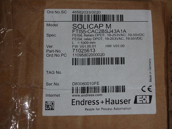 Датчик уровня Solicap-m Fti55-cac2bsJ43a1a L1=1000mm L=1000mm DN80 ENDRESS+HAUSER