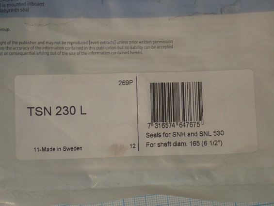 Уплотнение корпуса SKF TSN230L Seals for SNH and SNL530 For shaft diam.165(6 1/2") комплект