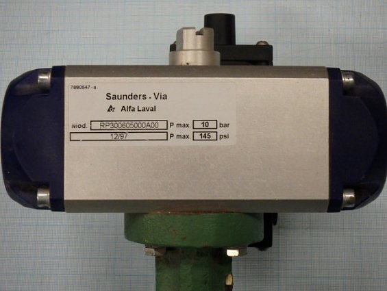 Затвор Saunders-Via Alfa Laval DN80 PN16 K30080BI-221EEOA + пневмопривод RP300605000A00 + пневморасп