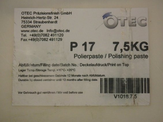 Паста полировальная OTEC P17 7,5KG V1018.7.5 GERMANY