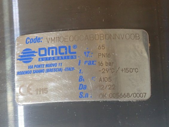 Кран OMAL DN65 VM110E00CAB0B0NNV00B шаровый шаровой PN16 -29C/+150С a105/aisi304 межфланцевый
