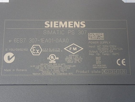 Блок питания SIEMENS 6ES7 307-1EA01-0AA0 бывший в употреблении ПОЧТИ НОВЫЙ