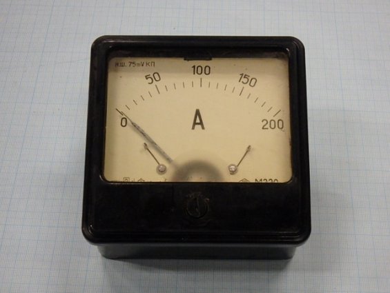 М330 200А Кл.т 1,5 120х120х91мм ГОСТ 8711-60 амперметр предназначен для измерения постоянного тока