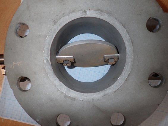 Затвор поворотный дисковый DN100 нержавеющий не герметичный зазор-2мм для сыпучих материалов