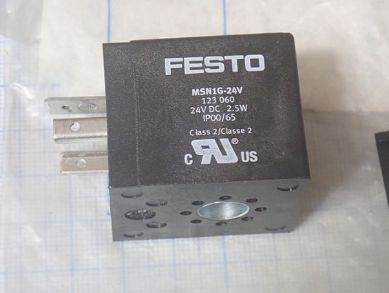 Катушка соленоид FESTO MSN1G-24V 123060 24VDC 2.5W IP00/65 вес-0.08кг габаритный размер 60х40х40мм ц