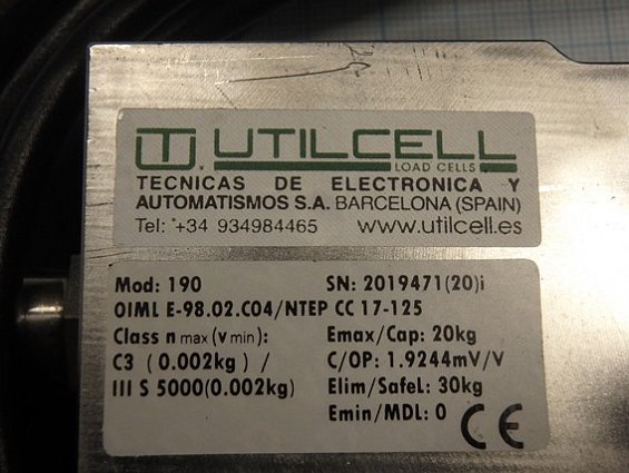 Тензодатчик utilcell mod-190 Emax-20kg класс точности c3 по O.I.M.L