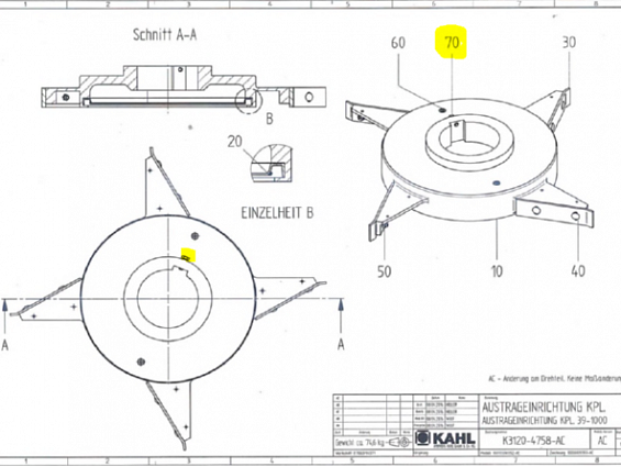 Болт с шестигранной головкой KAHL K6011-0507 0070 SECHSKANTSCHRAUBE пресса гранулятора сухого жома