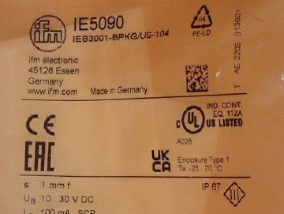 Датчик индуктивный ifm IE5090 IEB3001-BPKG/US-100 Made in Germany