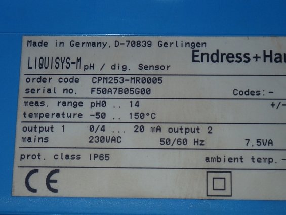 Трансмиттер Endress+Hauser LIQUISYS-M CPM253-MR0005 srial no. F50A7B05G00 БЫВШИЙ В УПОТРЕБЛЕНИИ ТЕХН