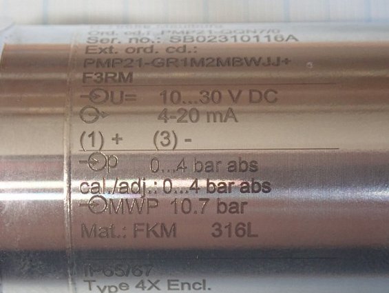 Преобразователь давления Endress+Hauser Cerabar PMP21-GR1M2MBWJJ+F3RM 0...4bar 4-20mA 10...30VDC G1/