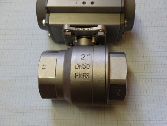 Кран GENEBRE 2015-09 DN50 G2" PN63 в сборе с пневмоприводом AIR TORQUE AT101U-D-A