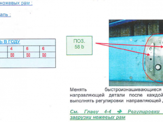 Направляющая деталь поз.58 с быстроизнашиваемыми полосами ПОЗ.58b барабанной свеклорезки Maguin DRUM