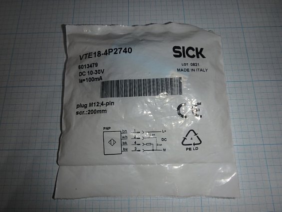 Фотоэлектрический датчик sick 6013479 vte18-4p2740 в цилиндрическом корпусе made in Italy
