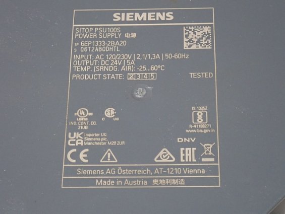 Блок питания SIEMENS 6EP1333-2BA20 DC24V/5A Made in Austria без оригинальной упаковки