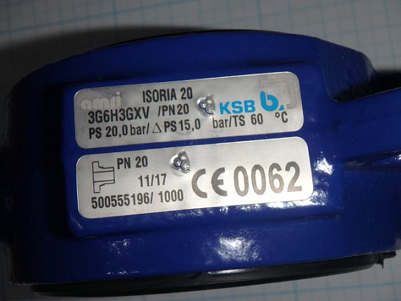 Затвор поворотный amri-ksb DN50 РN20 3g6h3GXV ISORIA-20 голый шток корпус чугун диск чугун