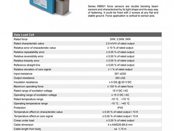 Тензодатчик MEGATRON Kraftaufnehmer KMS800 K-2KN-0000-Z 2mV/V 10V