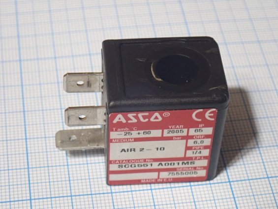 Соленоид ASCO SCG551A001MS катушка электромагнитная 24VDC 3W 400125-042 -25...+60С IP65 2005г MADE I