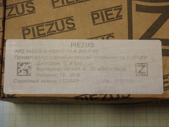 Преобразователь избыточного давления piezus apz-3420-G-b-6000-C-10-A-205-F-00 6bar 0.25%