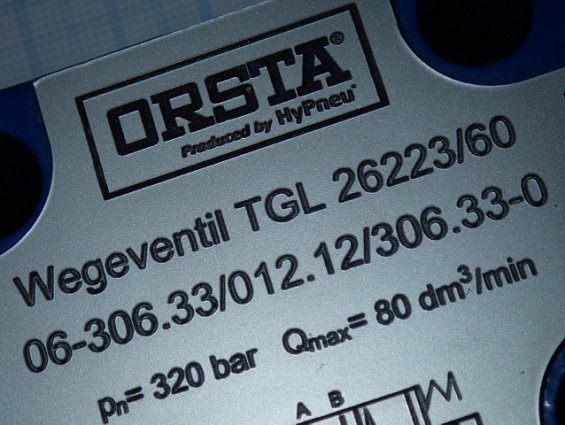 Гидрораспределитель ORSTA Wegeventil TGL 26223/60 06-306.33/012.12/306.33-0 Pn=320bar Qmax=80dm3/min
