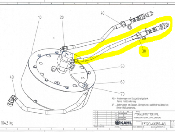 Шлангопровод KAHL K3120-6607 МАСЛА SCHLAUCHLEITUNG пресса гранулятора сухого жома KAHL