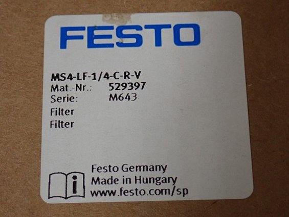 Фильтр FESTO MS4-LF-1/4-С-R-V 529397 M643 p1max:12bar/180psi tmax:+60C/+140F