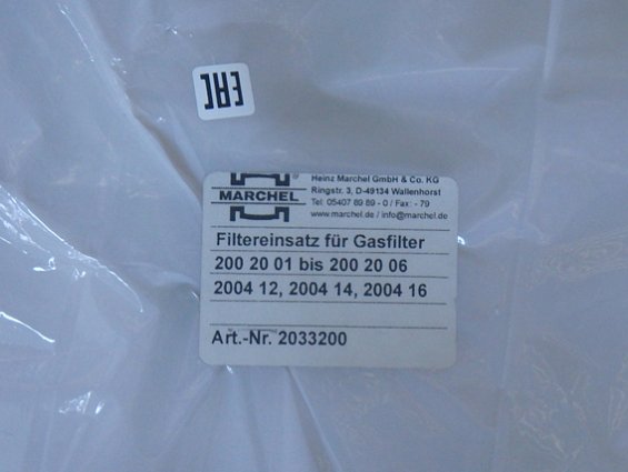 Фильтрующий элемент фильтра газа MARCHEL Typ: 200.20.06 filtereinsatz fur Gasfilter