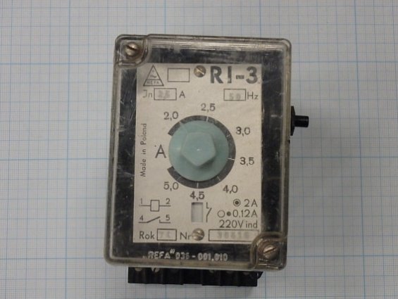 Реле тока REFA RI-3 2.0-5.0A Inom2.5А 220V 50Hz IP40 MERA REFA Made in Poland ПОЛЬША