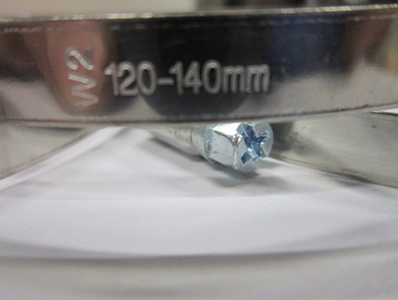 Хомут червячный винтовой S120-140mm W2 из нержавеющей стали марки 430СС