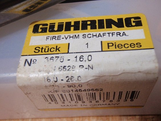 Фреза guhring fire-vhm schaftfra №3676-16.0 16.0-26.0 r-n 30.0-90.0 k/p fire guehring 49562