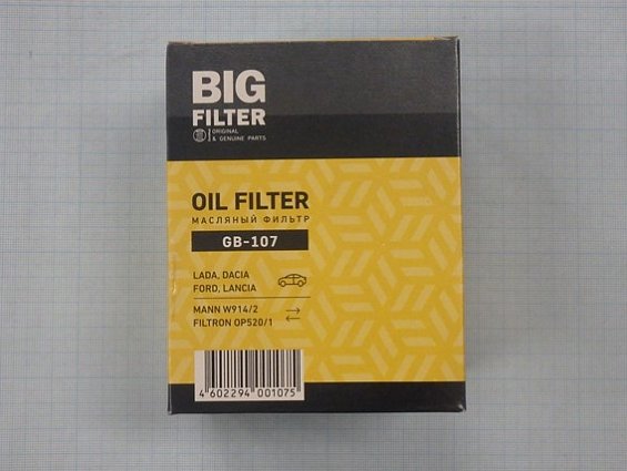 Фильтр очистки масла БИГ ФИЛЬТР big filter gb-107 двигателя evotech 2.7l автомобиля Газель-бизнес